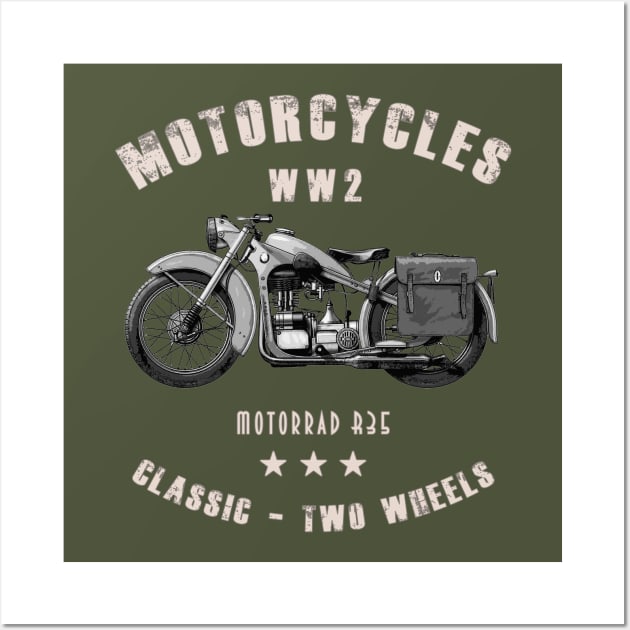 Motorrad R35 Retro Vintage Motorcycle WW2 Wall Art by Jose Luiz Filho